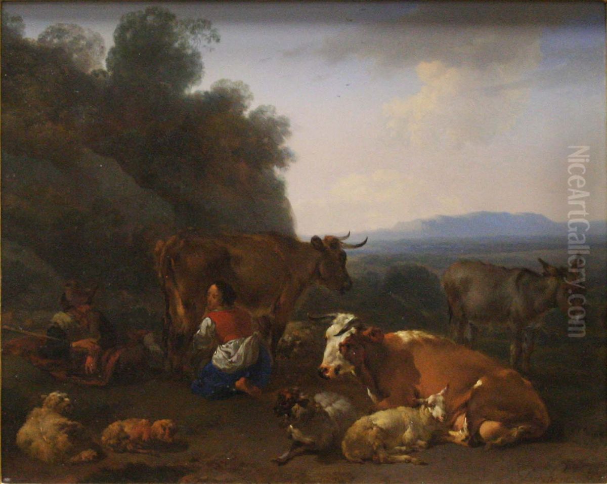 Bergers et troupeau Oil Painting by Nicolaes Pieterszoon Berchem