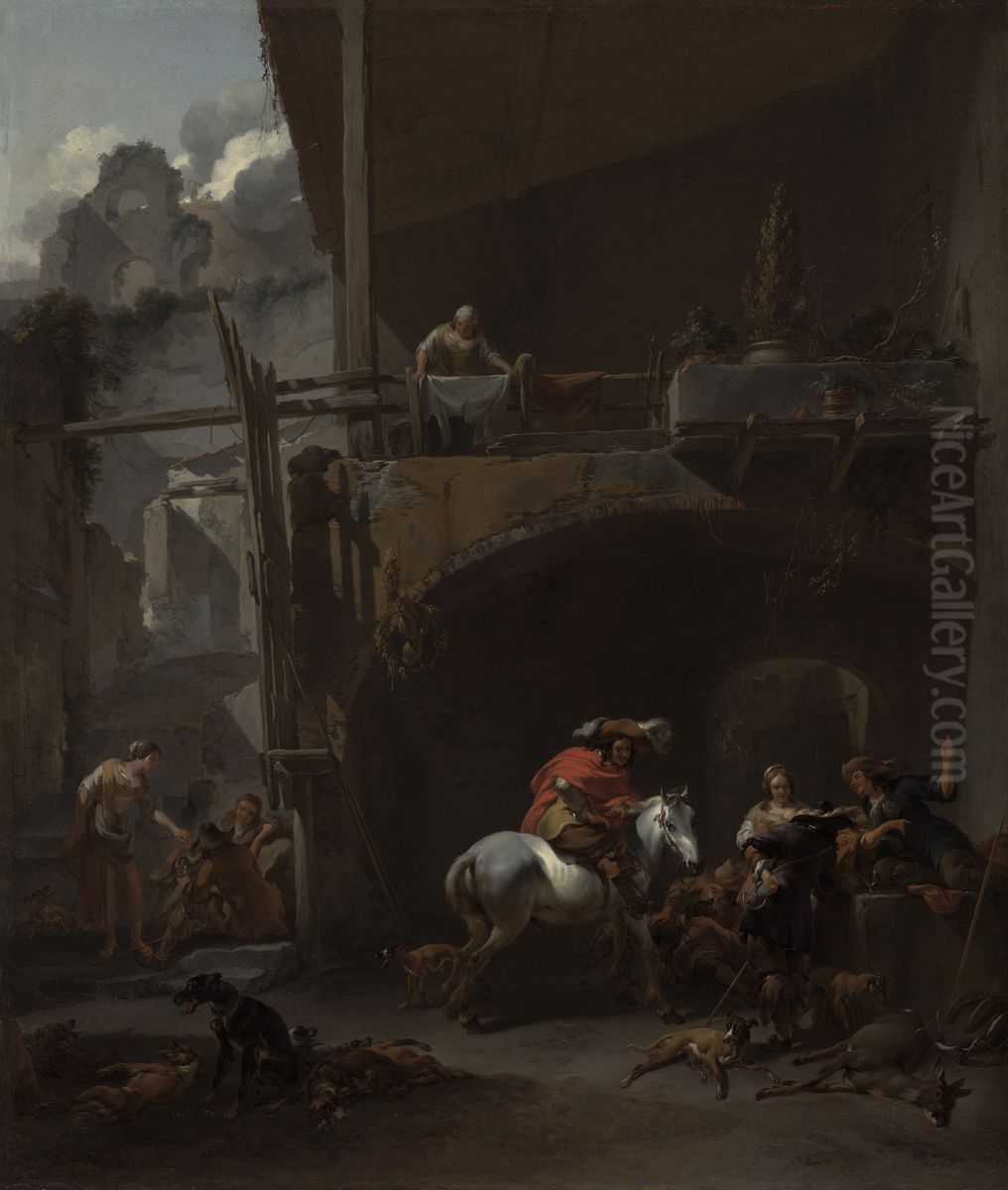 The Return from the Hunt Oil Painting by Nicolaes Pieterszoon Berchem