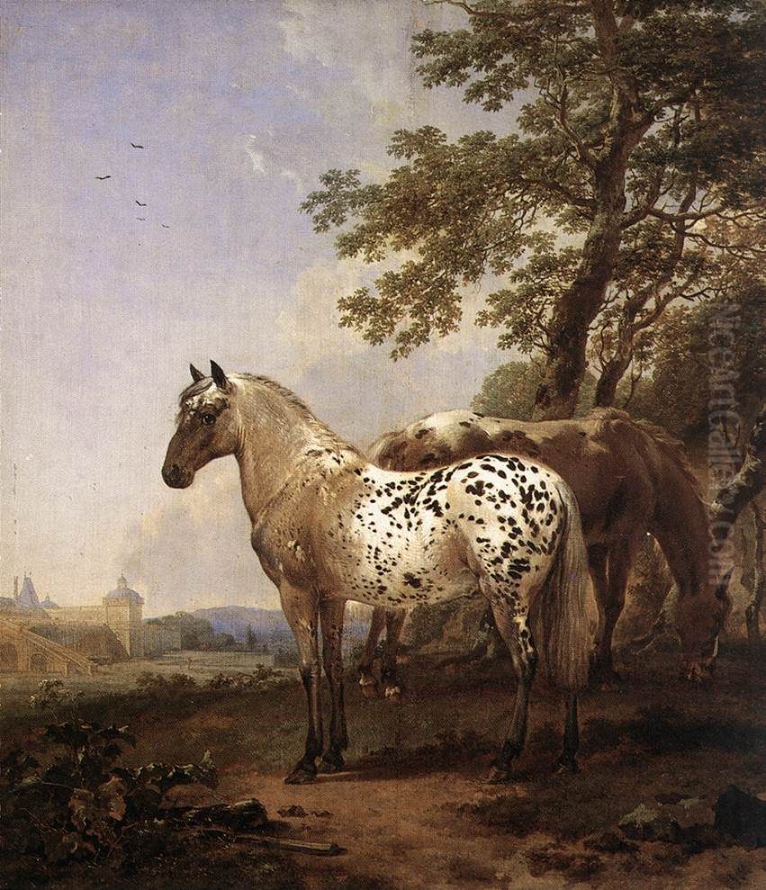 Landscape with Two Horses Oil Painting by Nicolaes Pieterszoon Berchem