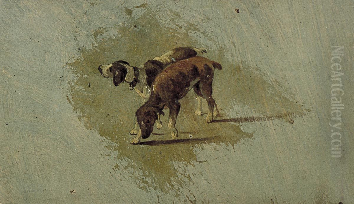 two dogs Oil Painting by Theo van Doesburg