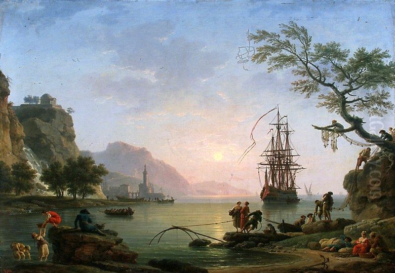 View of a port in the morning (Morning). Oil Painting by Joseph Vernet