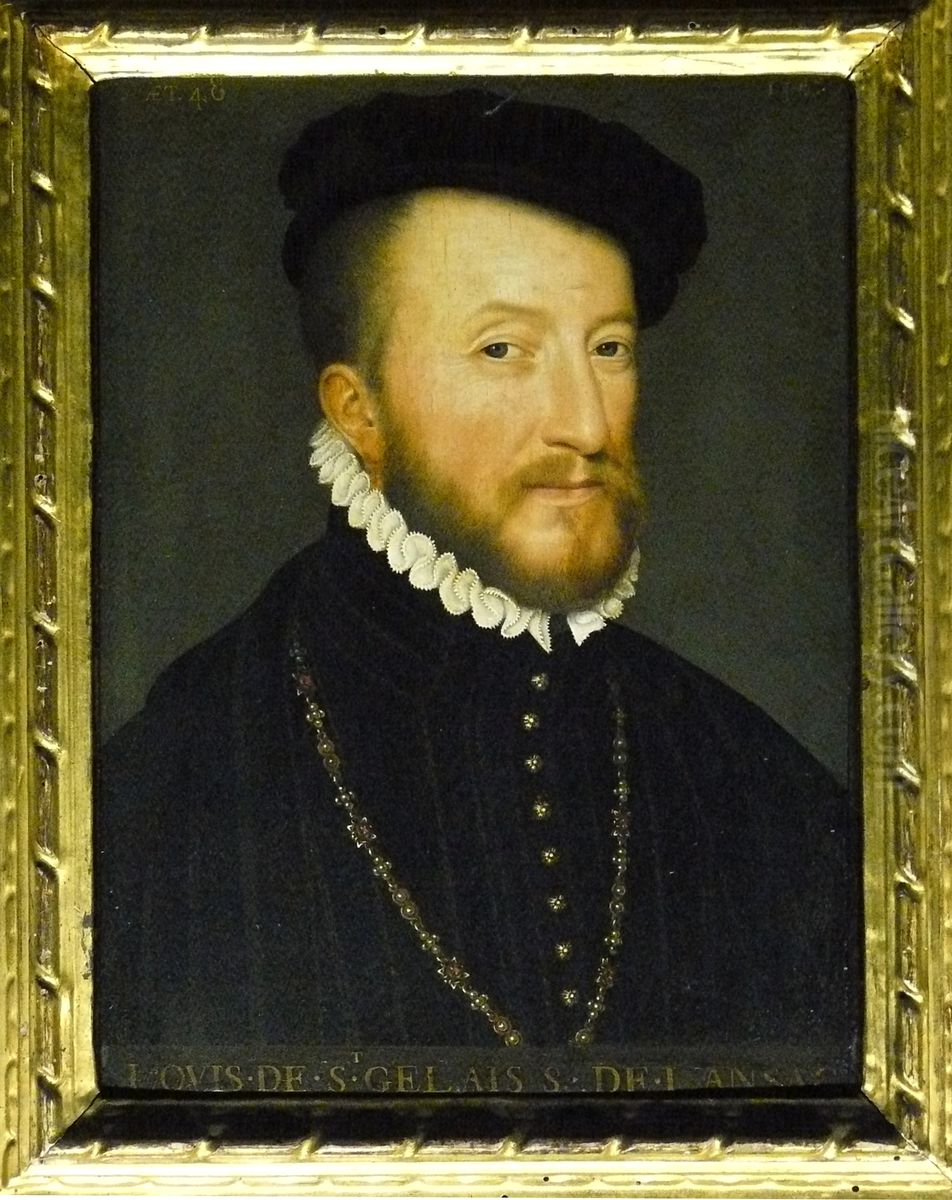 Louis de Saint-Gelais (1513-1589) , gouverneur de Francois II et de Charles IX, surintendant de la Maison de Catherine de Medicis. Oil Painting by Francois Clouet