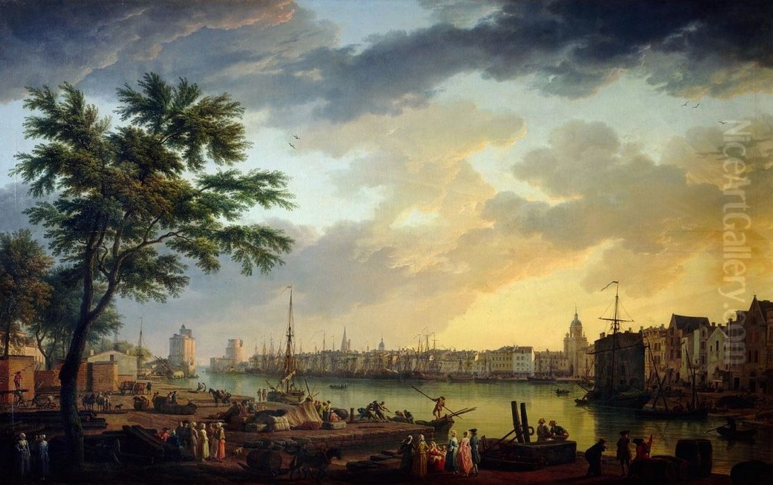Vue du Port de La Rochelle, prise de la petite Rive Oil Painting by Joseph Vernet