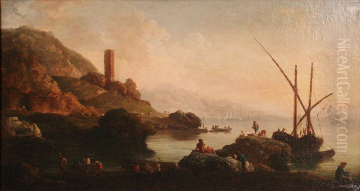 Marine, temps calme Oil Painting by Joseph Vernet