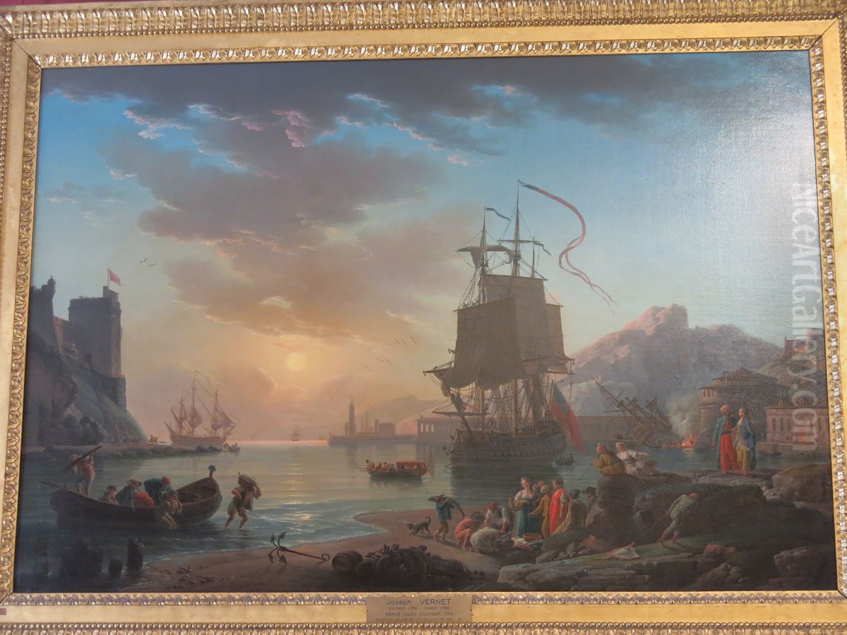Marine, Sunset Oil Painting by Joseph Vernet