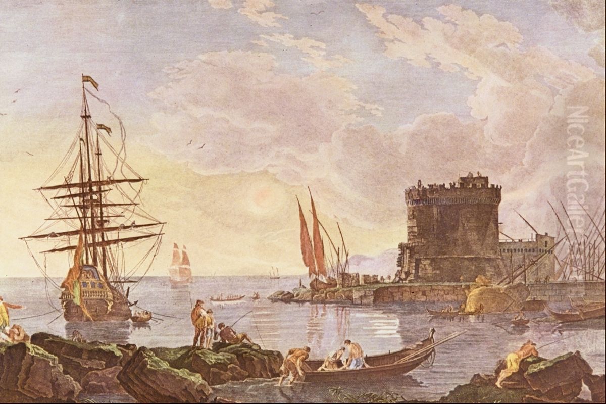 Old Fort in Italy Oil Painting by Joseph Vernet