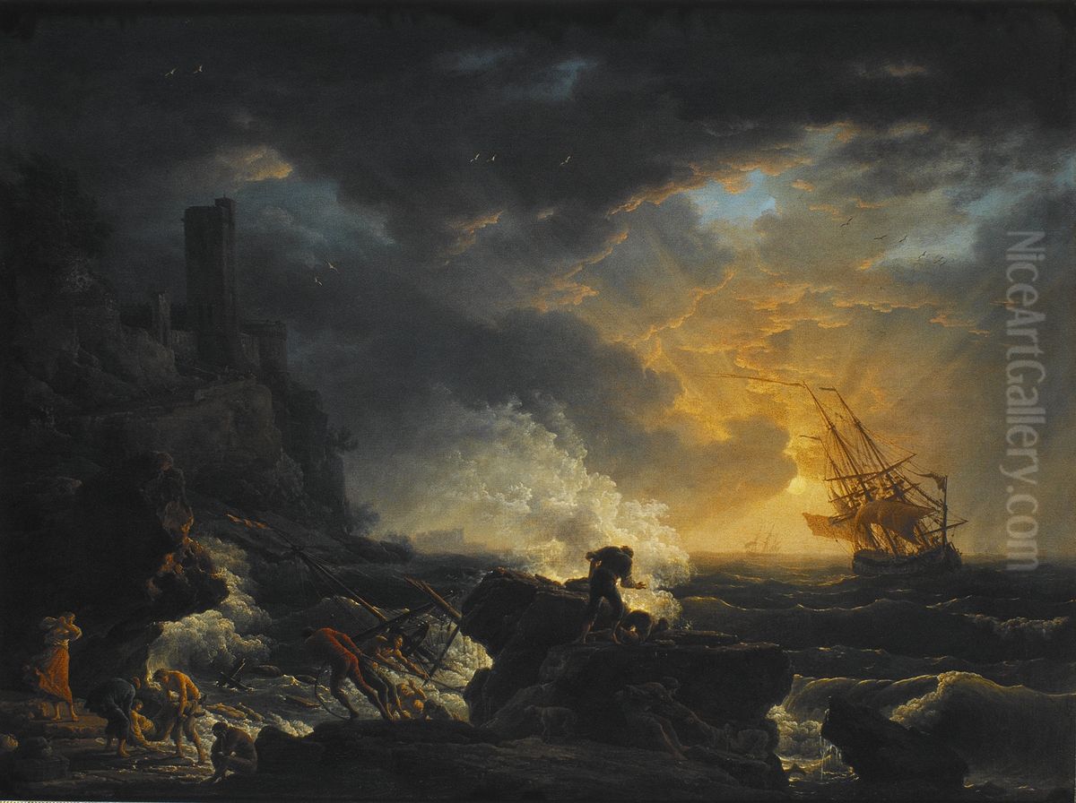 Schipbreuk Oil Painting by Joseph Vernet