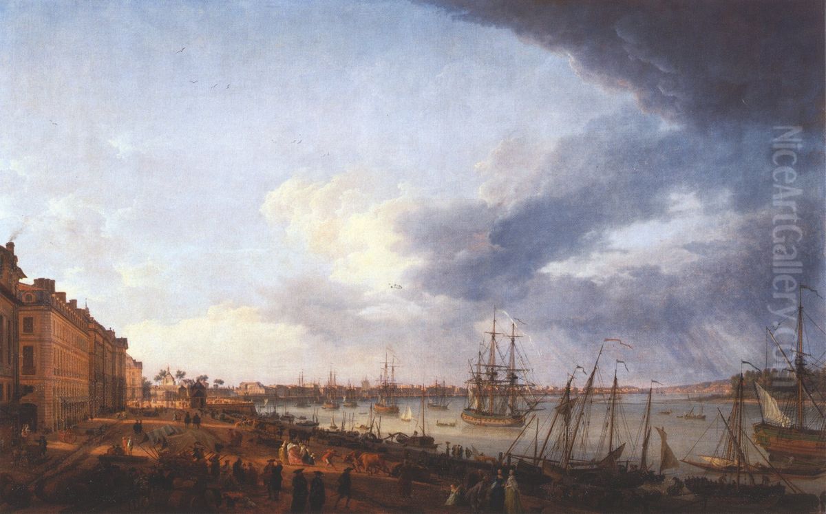 View of Bordeaux Harbor Oil Painting by Joseph Vernet