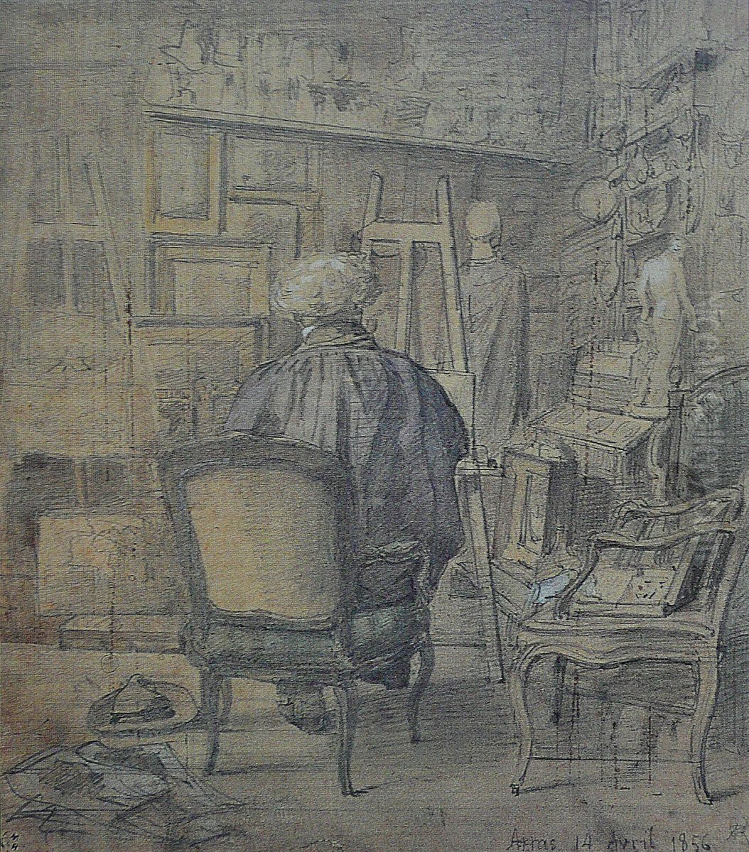 Corot dans l'atelier de Constant Dutilleux Oil Painting by Alfred Robaut