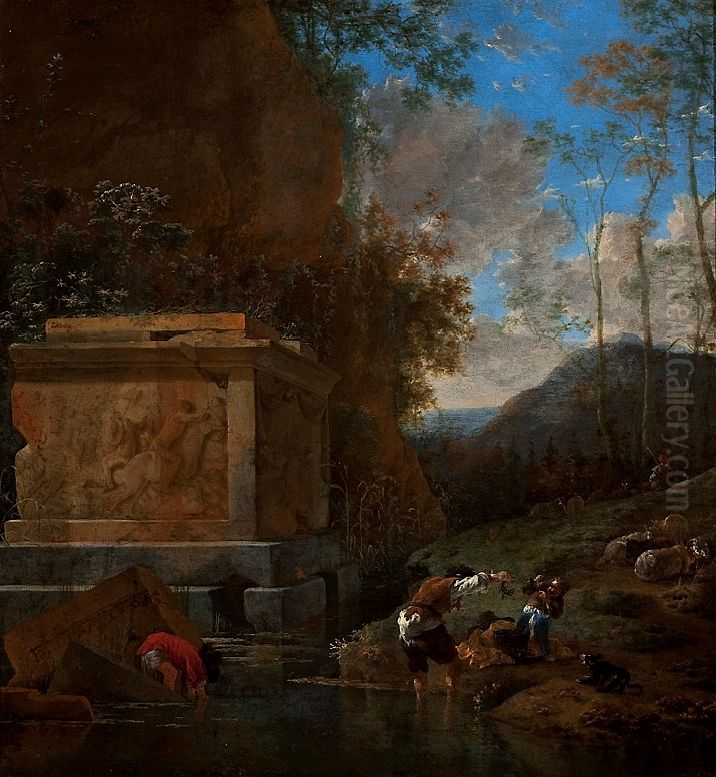 Catching crayfish. Oil Painting by Jan Asselijn