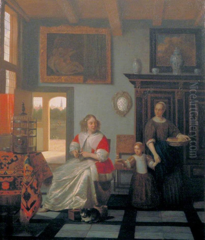 Licensing.cestina|English|francais|makedonski|Nederlands|+/- Oil Painting by Pieter De Hooch
