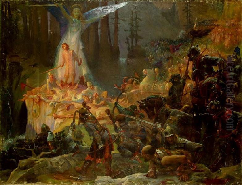 La Meute Oil Painting by Gaston Bussiere