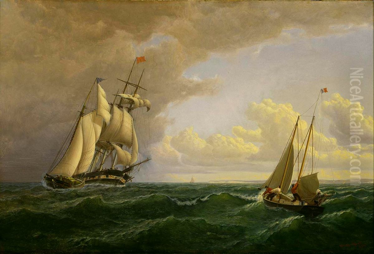 Whaler off the Vineyard--Outward Bound Oil Painting by William Bradford