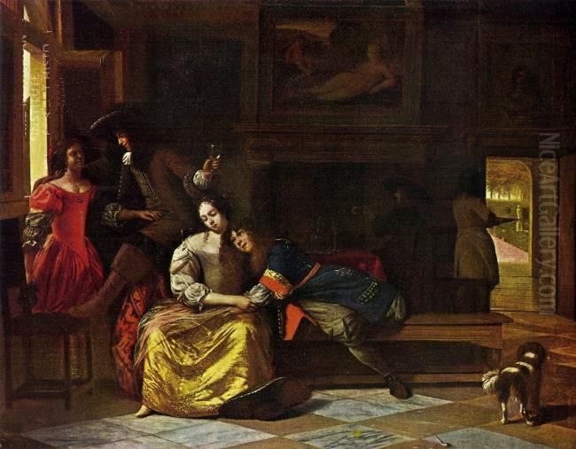 Licensing.cestina|English|francais|makedonski|Nederlands|+/- Oil Painting by Pieter De Hooch