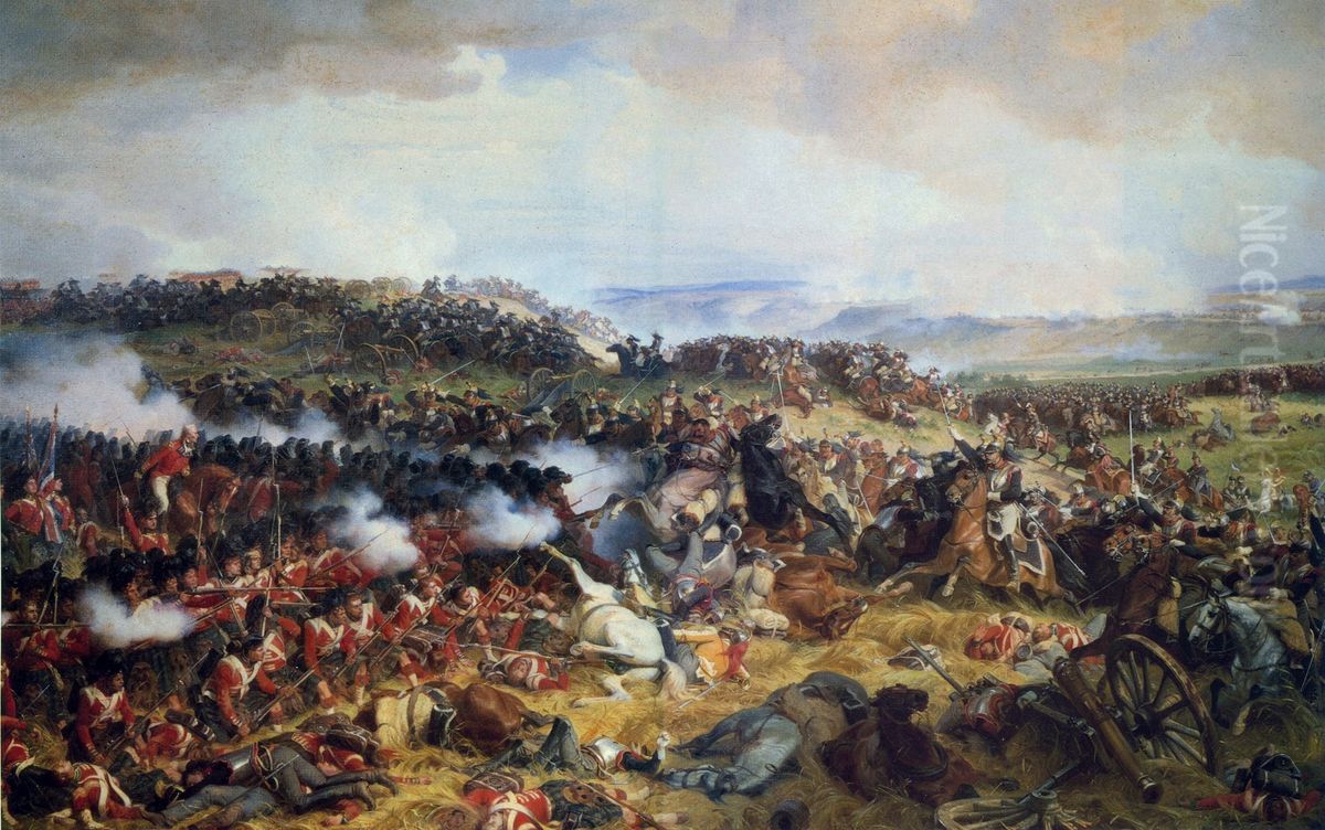 The British Squares Receiving the Charge of the French Cuirassiers Oil Painting by Henri Felix Emmanuel Philippoteaux