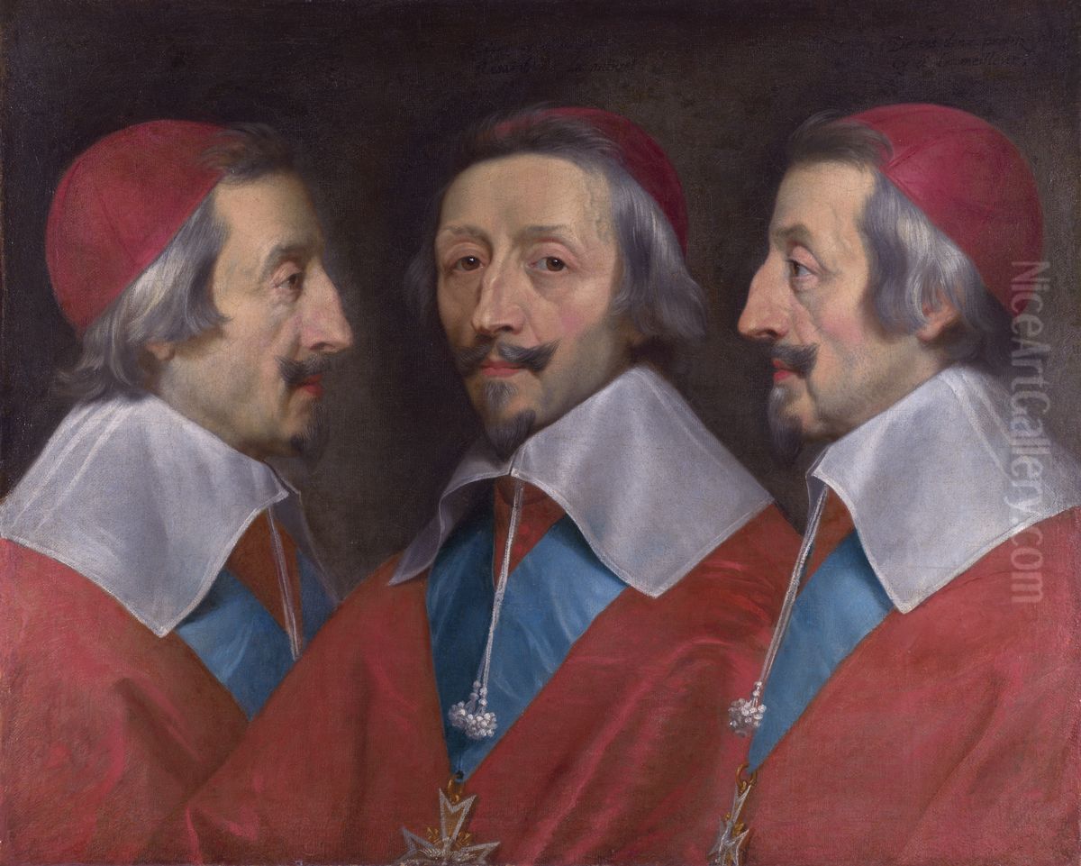 Triple Portrait of Cardinal de Richelieu Oil Painting by Philippe de Champaigne