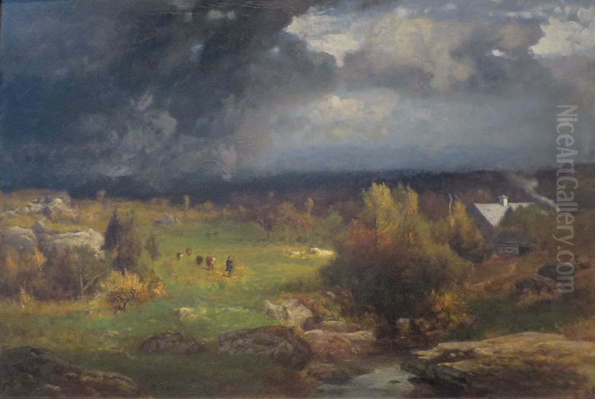 Close of a Stormy Day Oil Painting by George Inness
