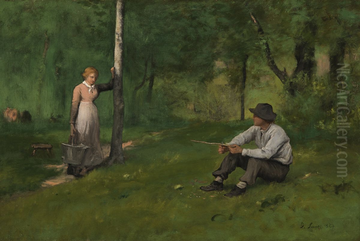 Gossip Oil Painting by George Inness