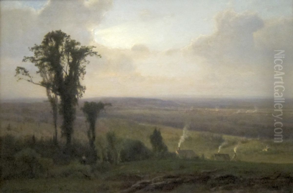 Landscape, Hudson Valley Oil Painting by George Inness