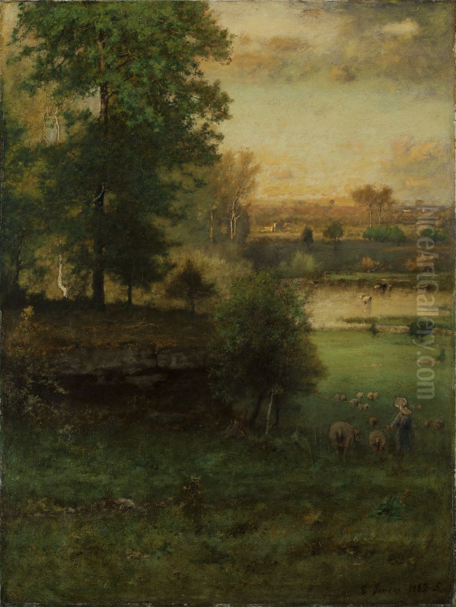 Scene at Durham, an Idyll Oil Painting by George Inness