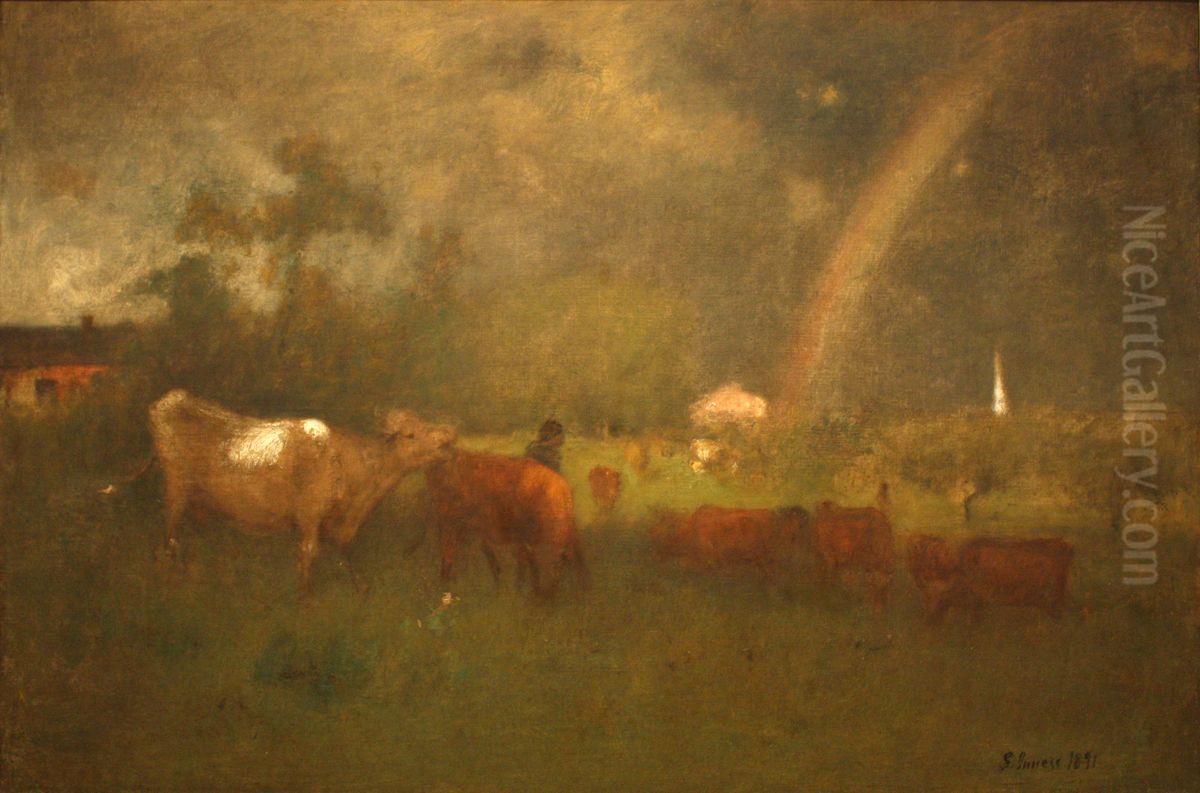Shower on the Delaware River Oil Painting by George Inness