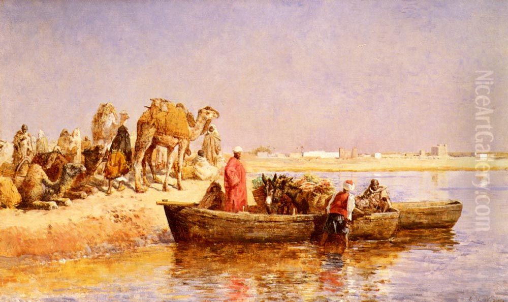 Along the Nile. Oil Painting by Edwin Lord Weeks