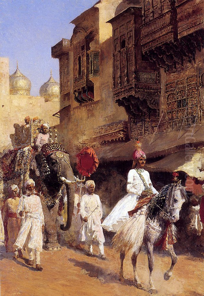 Indian Prince And Parade Ceremony Oil Painting by Edwin Lord Weeks