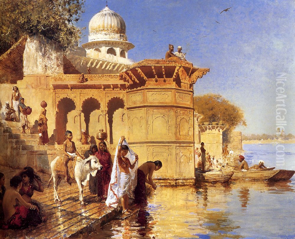 Mathura ghats Oil Painting by Edwin Lord Weeks