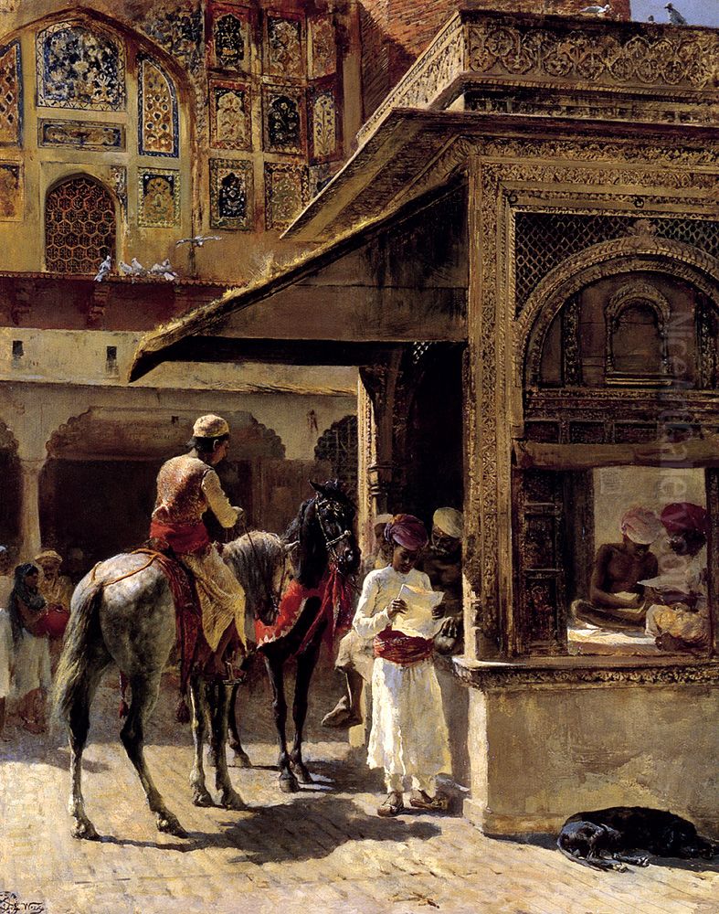 Street Scene in Bombay Oil Painting by Edwin Lord Weeks