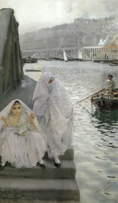 In the port of Algers Oil Painting by Anders Zorn