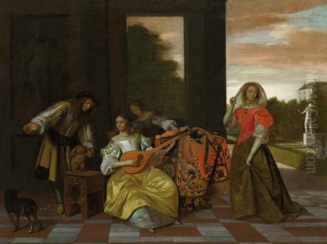 Licensing.cestina|English|francais|makedonski|Nederlands|+/- Oil Painting by Pieter De Hooch