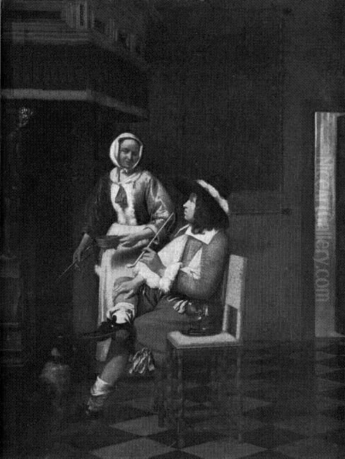 Licensing.cestina|English|francais|makedonski|Nederlands|+/- Oil Painting by Pieter De Hooch