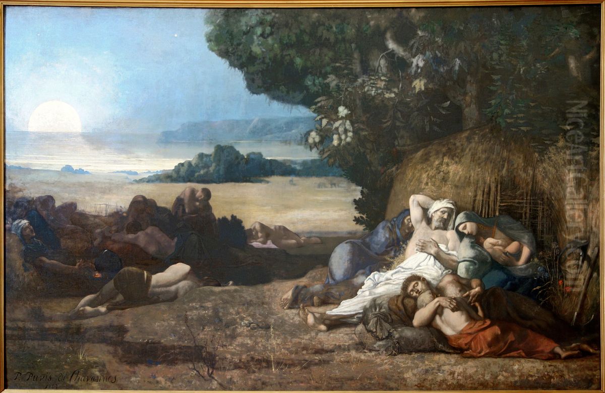 The Sleep Oil Painting by Pierre Puvis de Chavannes