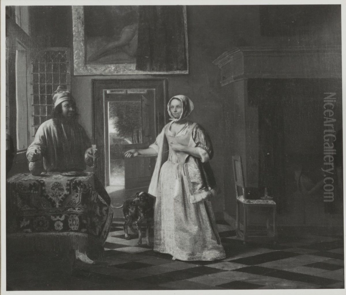 Licensing.cestina|English|francais|makedonski|Nederlands|+/- Oil Painting by Pieter De Hooch