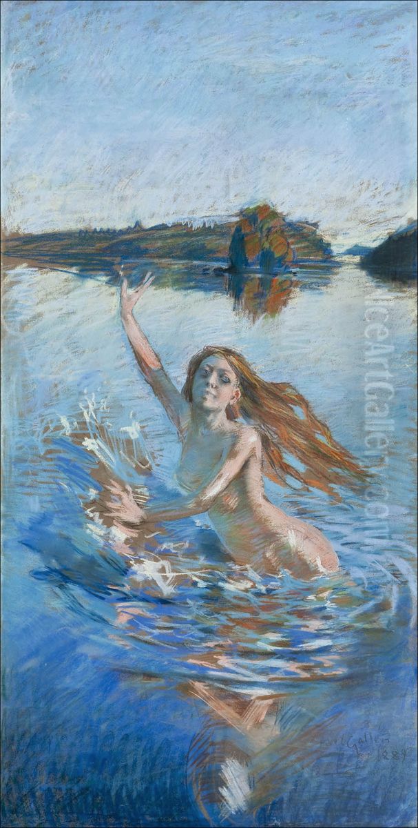 Aino Oil Painting by Akseli Valdemar Gallen-Kallela