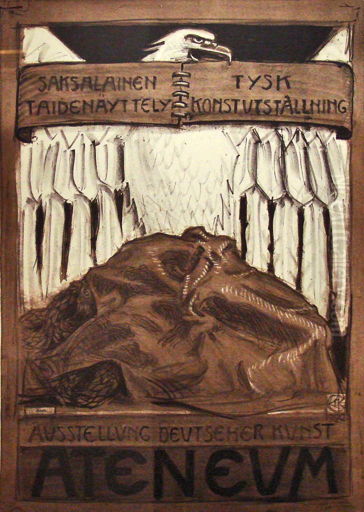 Juliste Saksalaiseen taidenayttelyyn Ateneumissa 1922 Oil Painting by Akseli Valdemar Gallen-Kallela