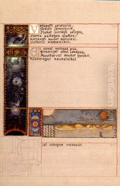 From the waves her knee uplifted Oil Painting by Akseli Valdemar Gallen-Kallela