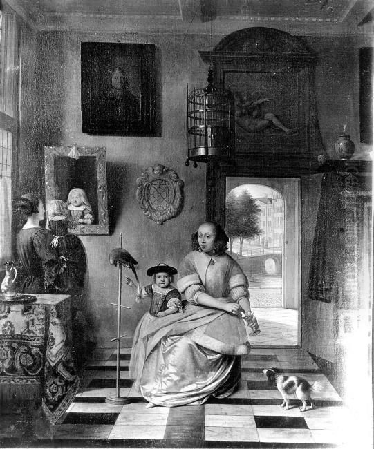 Licensing.cestina|English|francais|makedonski|Nederlands|+/- Oil Painting by Pieter De Hooch