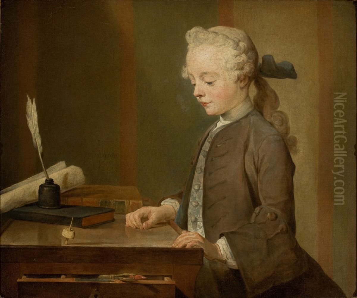 Portrait of Auguste Gabriel Godefroy Oil Painting by Jean-Baptiste-Simeon Chardin