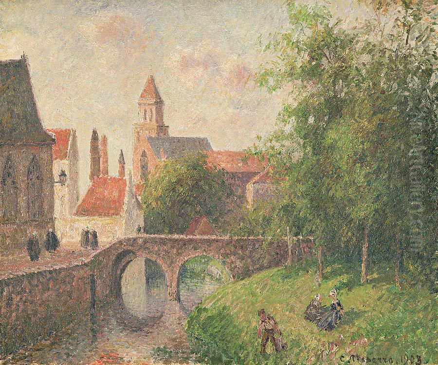 Le Pont de la Clef a Bruges, Belgique Oil Painting by Camille Pissarro