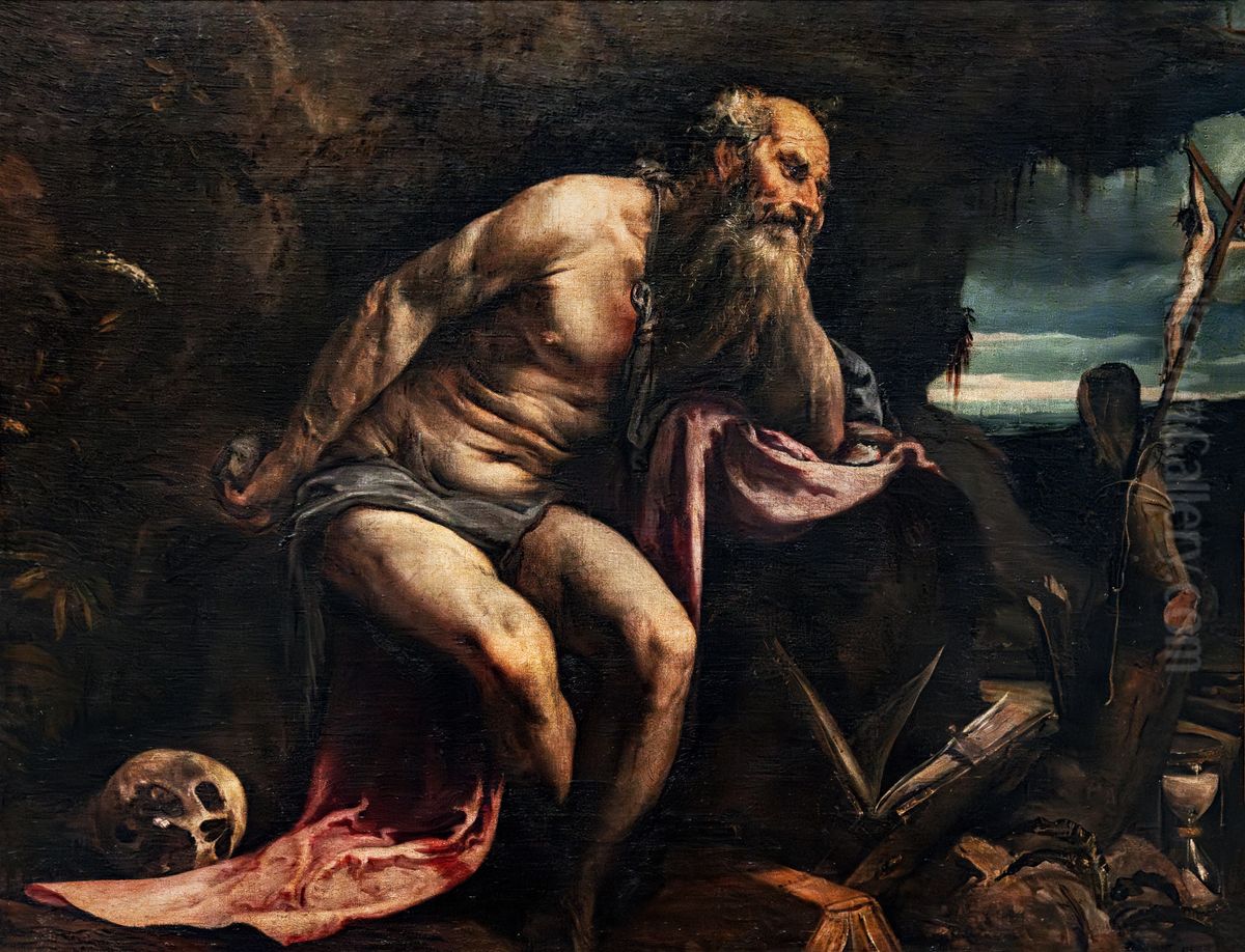 St Jerome Saint Jerome Meditating Oil Painting by Jacopo Bassano
