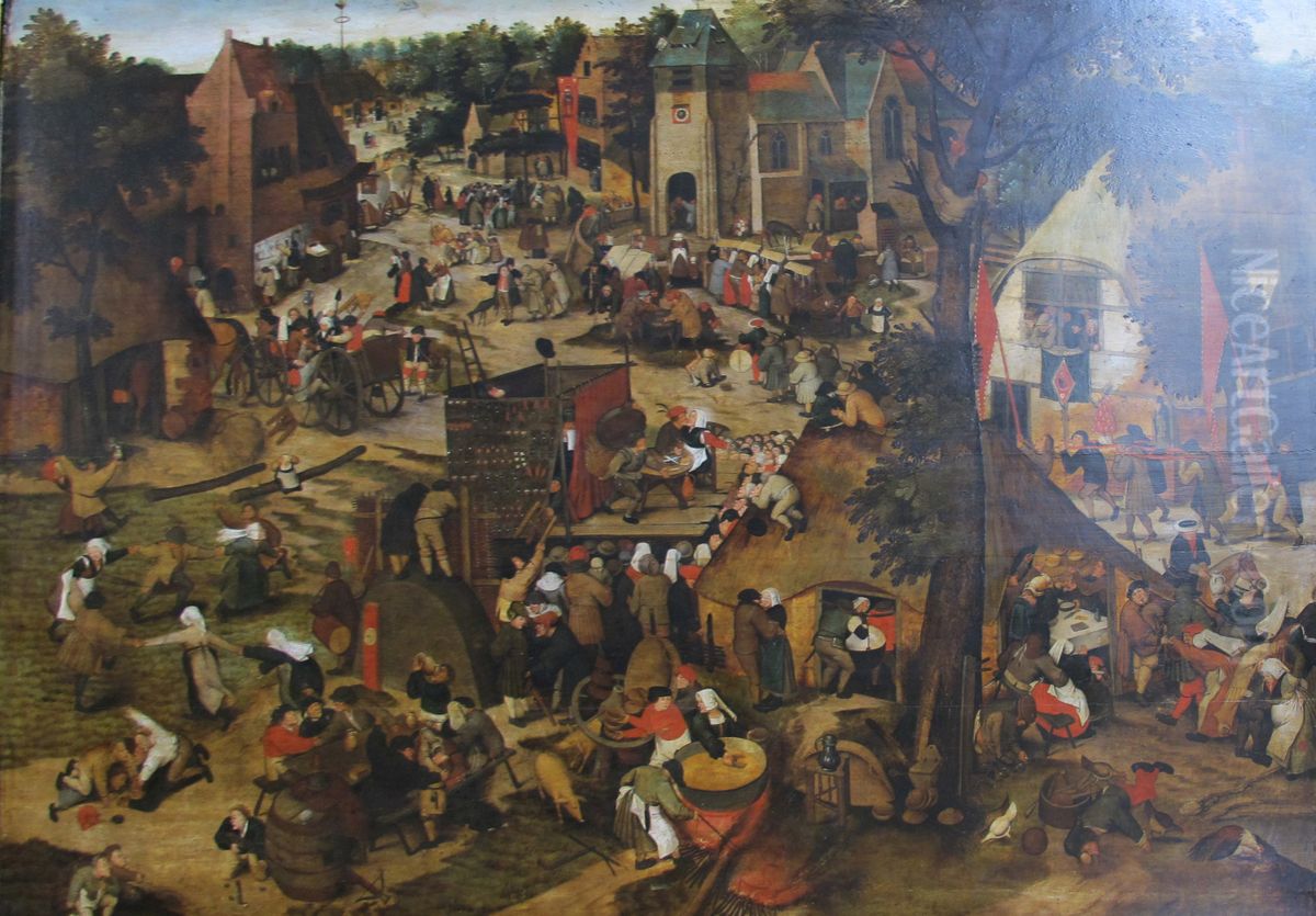 Fair with a Theatrical Presentation Oil Painting by Pieter Brueghel the Elder
