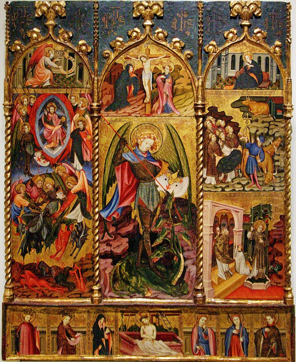 Retaule de sant Miquel Arcangel Oil Painting by Joan Mates