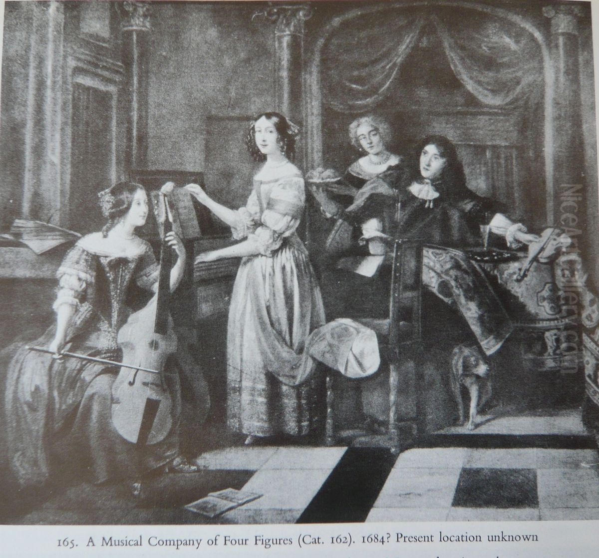 A Musical Company of Four Figures Oil Painting by Pieter De Hooch