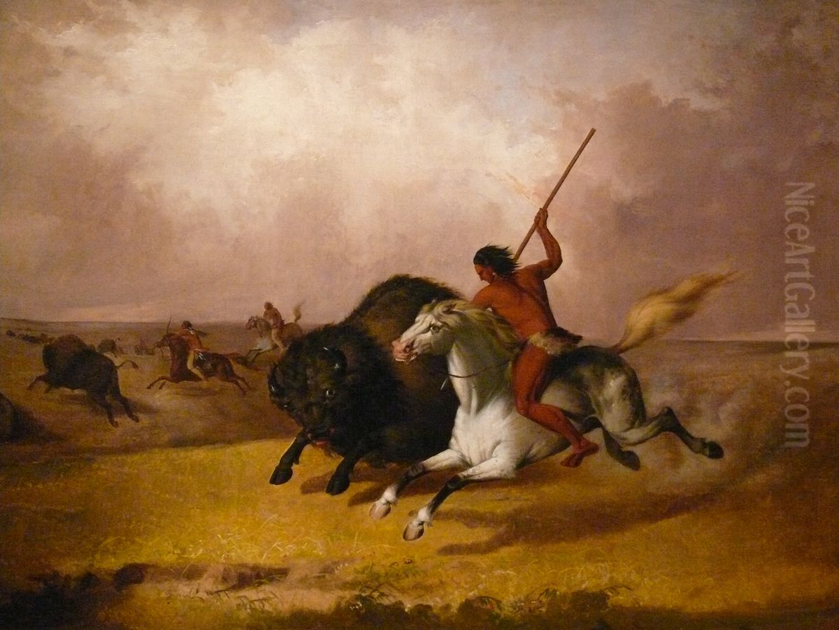 Buffalo hunt on the Southwestern plains Oil Painting by John Mix Stanley