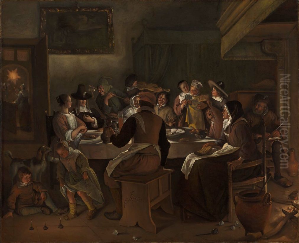 Twelfth-Night Feast Oil Painting by Jan Steen