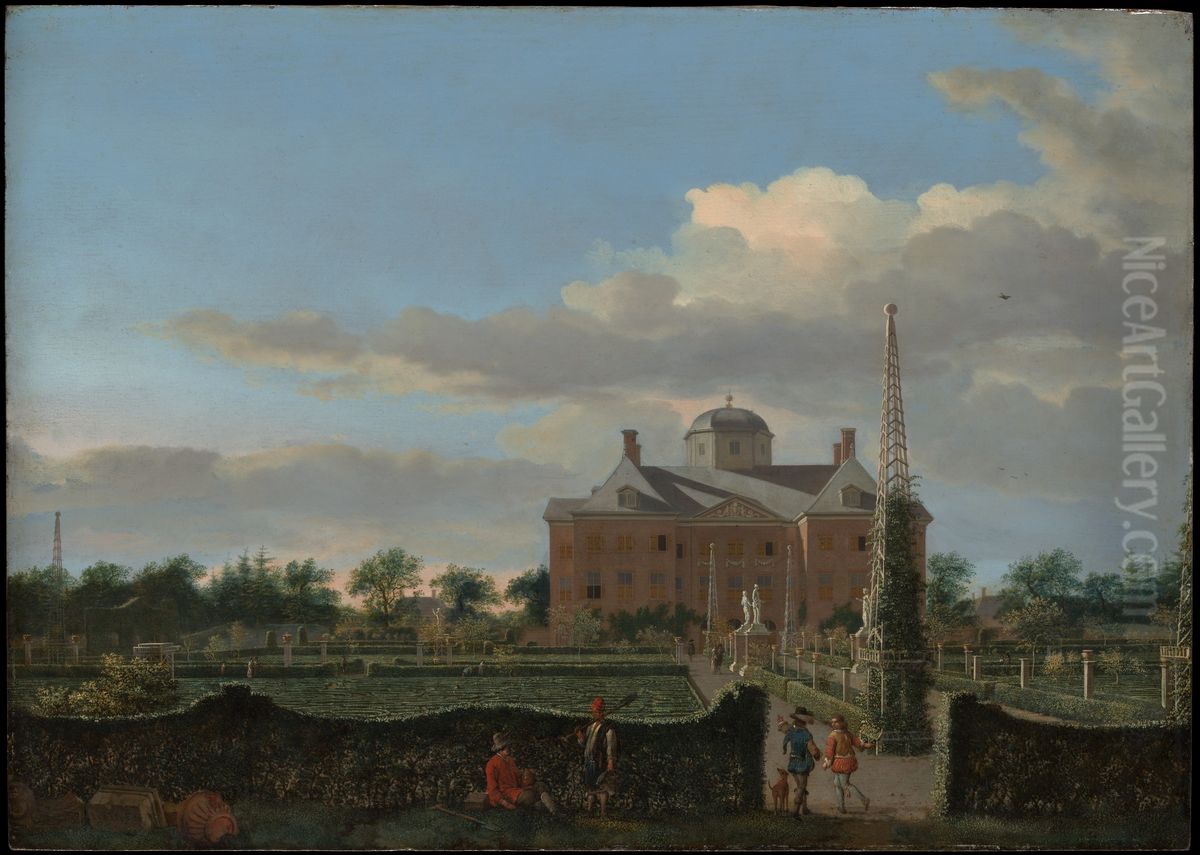 The Huis ten Bosch at The Hague and Its Formal Garden (View from the South) Oil Painting by Jan Van Der Heyden