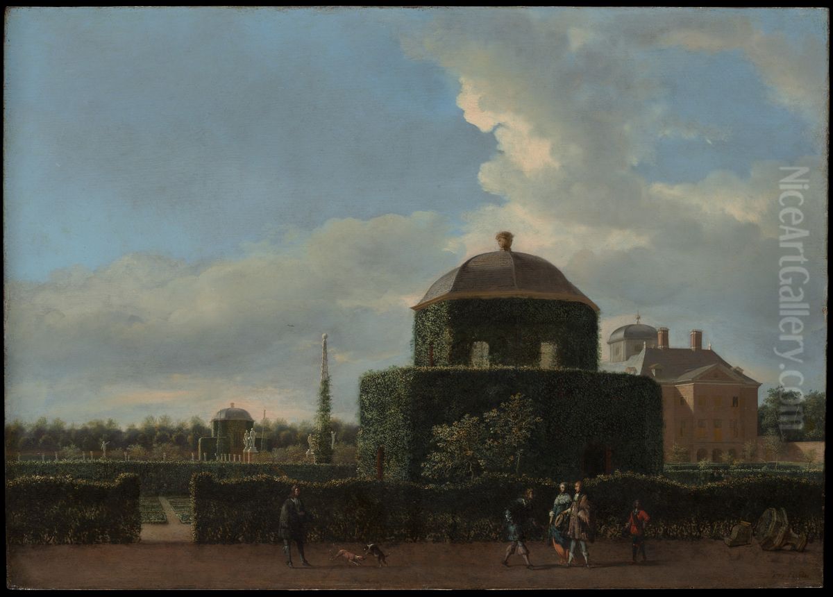 The Huis ten Bosch at The Hague and Its Formal Garden (View from the East) Oil Painting by Jan Van Der Heyden