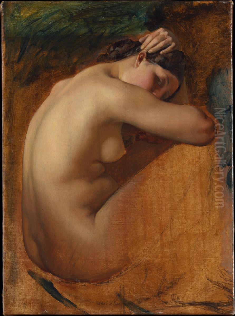 Study of a Female Nude Oil Painting by Henri Lehmann