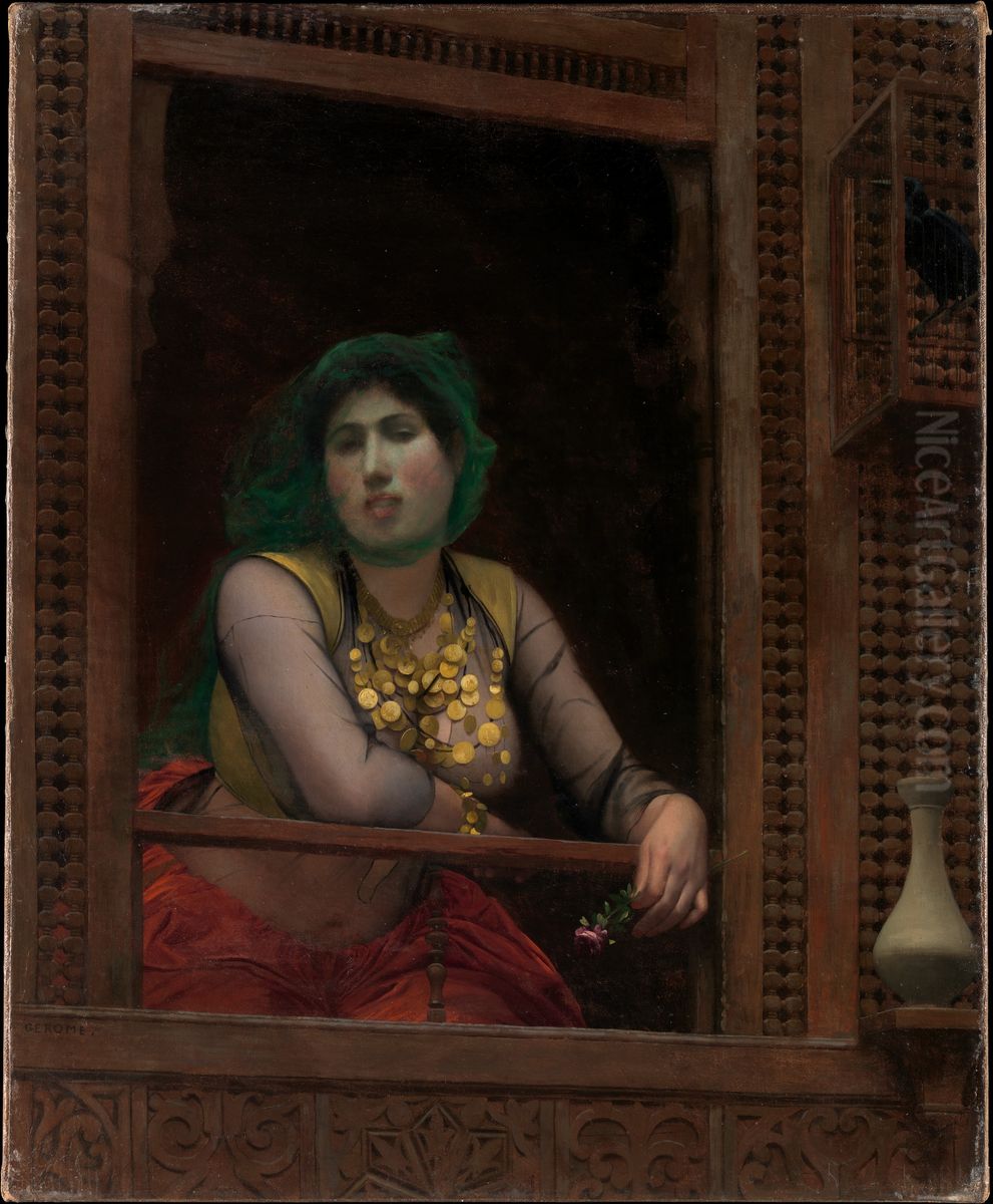 Woman at a Balcony Oil Painting by Jean-Leon Gerome